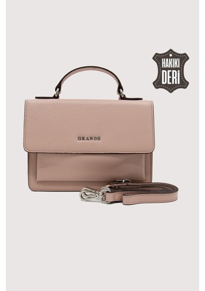 Hakiki Deri Kadın El Çantası Pudra SMR9022 fırsatları