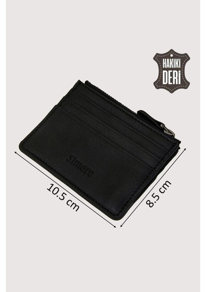 Fermuarlı Hakiki Deri Kartlıklı Cüzdan Siyah SMR9047 fiyatları
