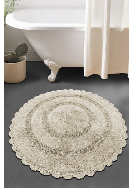 Monre Bej Çap %100 Pamuklu 100X100 cm Banyo Paspas Seti