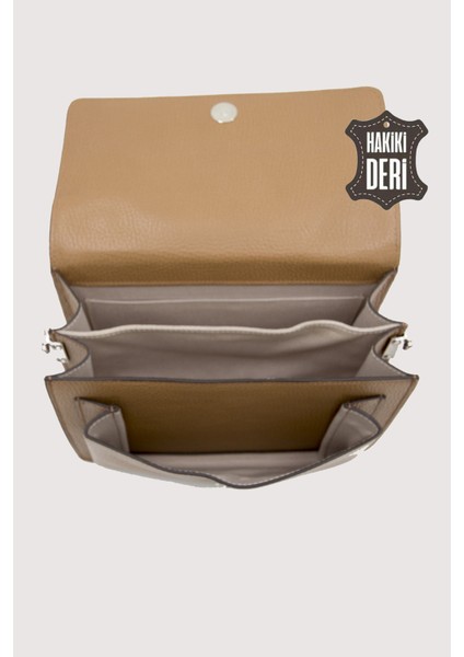 Hakiki Deri Kadın El Çantası Camel SMR9022