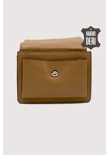 Hakiki Deri Kadın El Çantası Camel SMR9022