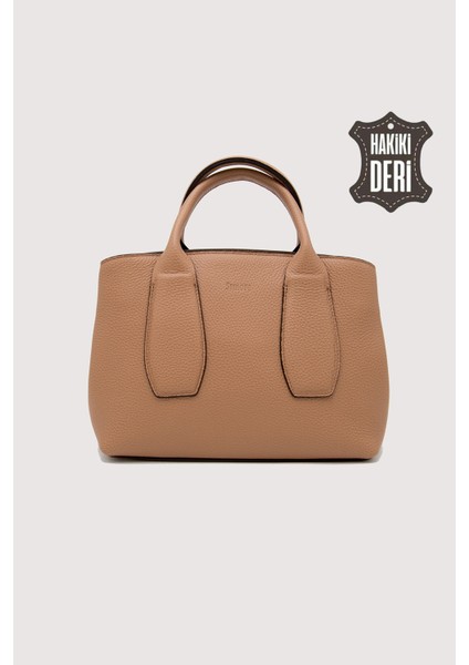 Hakiki Deri Kadın El Çantası Taba SMR9226