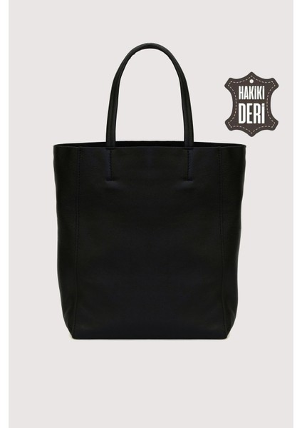 Hakiki Deri Kadın El Çantası Siyah SMR8751