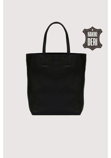 Hakiki Deri Kadın El Çantası Siyah SMR8751