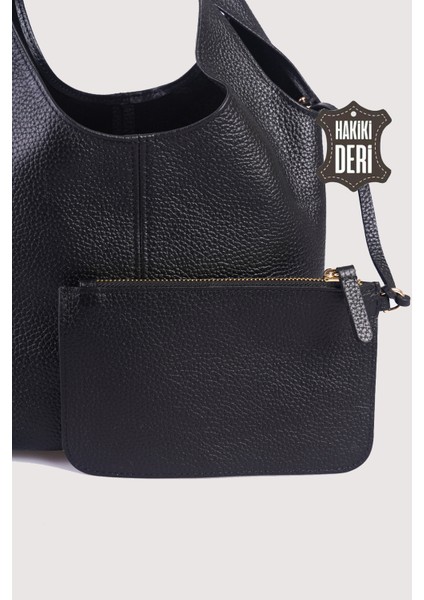 Hakiki Deri Kadın El Çantası Siyah SMR9200