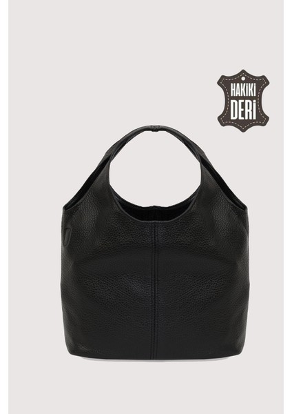 Hakiki Deri Kadın El Çantası Siyah SMR9200-2