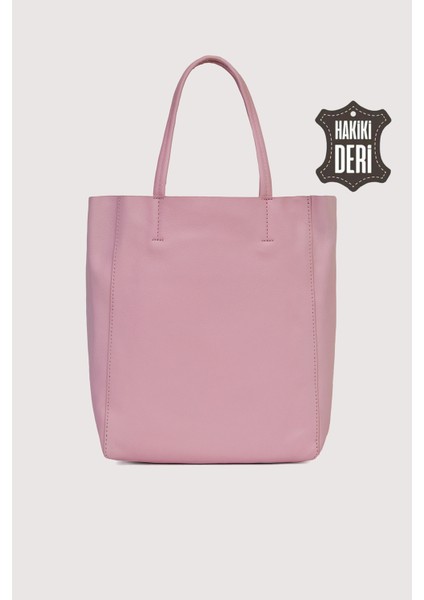 Hakiki Deri Kadın El Çantası Pembe SMR8751