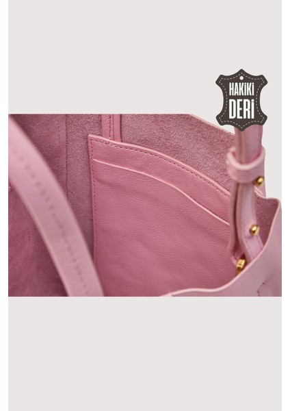 Hakiki Deri Kadın El Çantası Pembe SMR8751 indirimleri