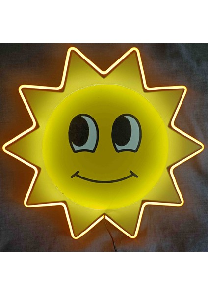 Neon LED Işıklı Güneş Emoji Pop Art