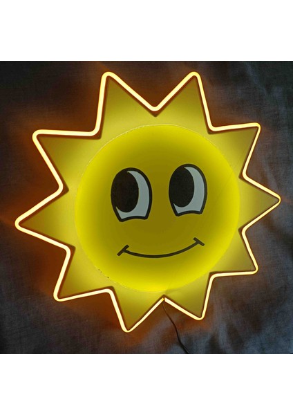 Neon LED Işıklı Güneş Emoji Pop Art modelleri