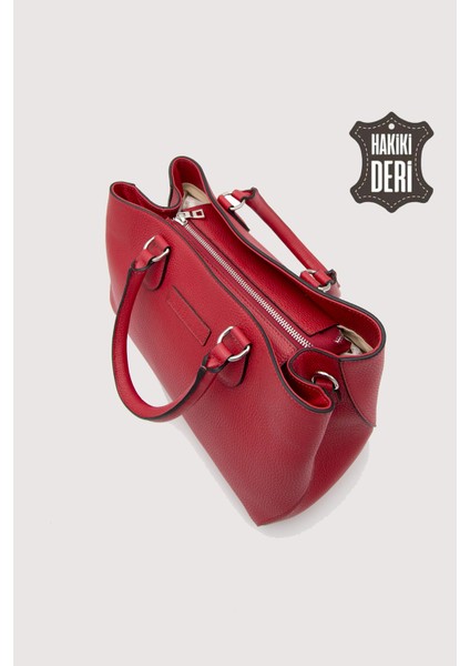 Hakiki Deri Kırmızı Kadın Kol Çantası Uzun Askılı SMR7666 indirimleri