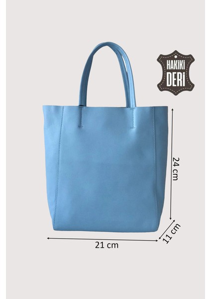 Hakiki Deri Kadın El Çantası Mavi SMR8751 fiyatları