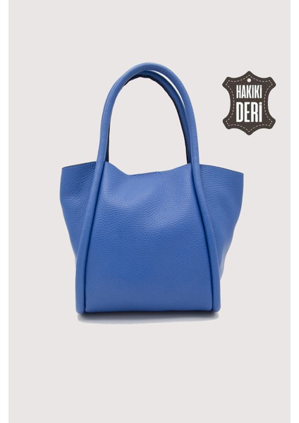 Hakiki Deri Kadın Organizerlı El Çantası Mavi SMR9206 modelleri