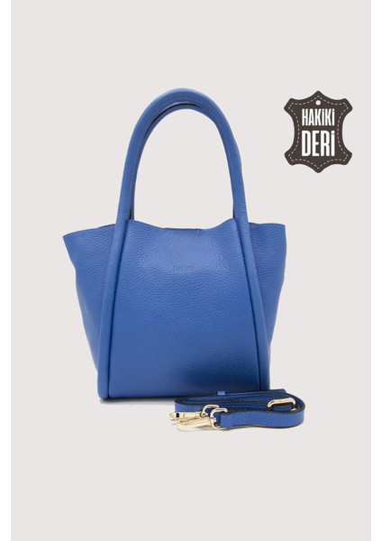 Hakiki Deri Kadın Organizerlı El Çantası Mavi SMR9206 fırsatları