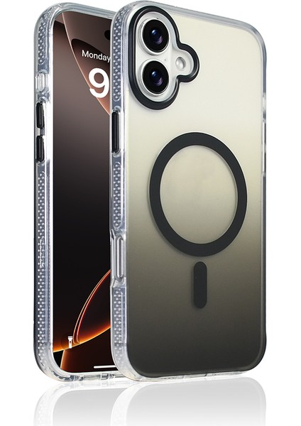 iPhone 16 Kılıf M-Safe Şarj Özellikli Transparan Renk Geçişli Mkst Toros Kapak - Rose Pembe fiyatları