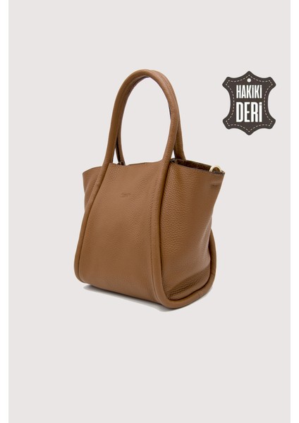 Hakiki Deri Kadın Organizerlı El Çantası Taba SMR9206 modelleri