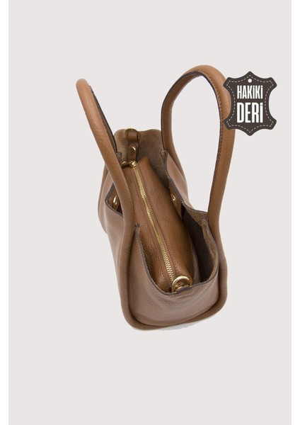 Hakiki Deri Kadın Organizerlı El Çantası Taba SMR9206 indirimleri
