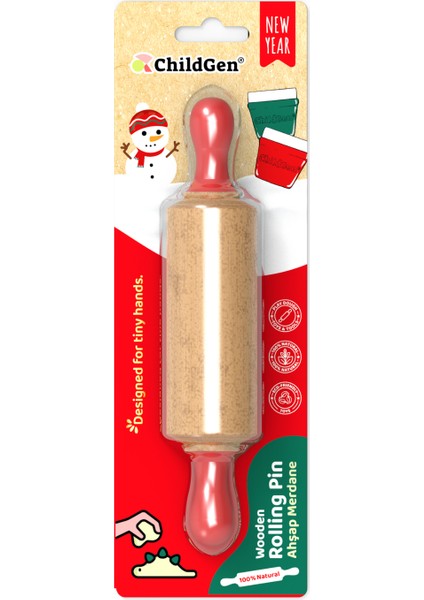 Mini Ahşap Merdane-Kırmızı