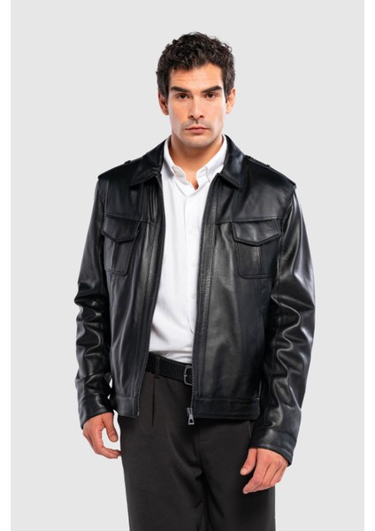 Erkek Hakiki Deri Siyah Deri Mont 415 ER-330 Erk Dr Mont SK24/25 Sıyah Dr