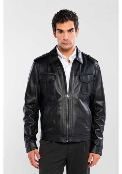 Erkek Hakiki Deri Siyah Deri Mont 415 ER-330 Erk Dr Mont SK24/25 Sıyah Dr modelleri