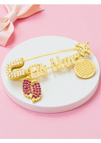 Isimli Kız Bebek Iğnesi 925 Ayar Gümüş Ayetel Kürsi Dualı Bebek Yaka Iğnesi, Maşallah Bebek Iğnesi Altın Kaplama fiyatları