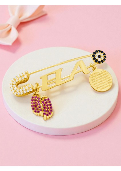 Isimli Kız Bebek Iğnesi 925 Ayar Gümüş Ayetel Kürsi Dualı Bebek Yaka Iğnesi, Maşallah Bebek Iğnesi Altın Kaplama modelleri