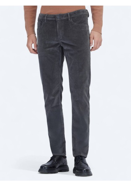 Gri Fitilli Dokuma Slim Fit Kadife Casual Pamuk Karışımlı Pantolon fiyatları