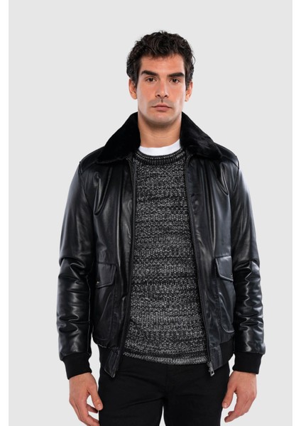 Erkek Hakiki Deri Siyah Deri Mont 415 KLJ-2071 Erk Dr Mont SK24/25 Sıyah Dr