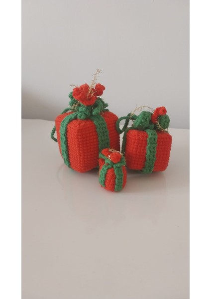 Amigurumi Noel Ağacı Süsü Dekoratif Hediye Paketi Desenli 3lü Örgü Dekoratif Süs fiyatları