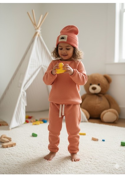 Unisex Waffle Bereli Üçlü Takım