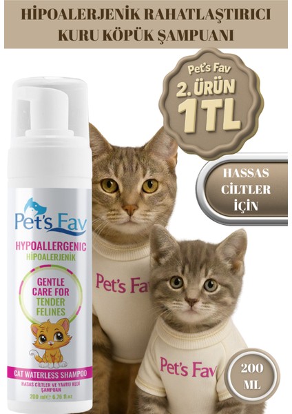 Hipoalerjenik Hassas Ciltler Için Doğal Ve Organik Kuru Köpük Yavru Kedi Şampuanı