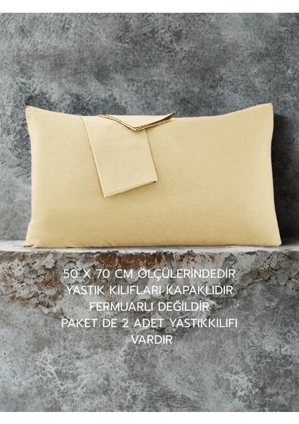 Pamuklu Düz Kumaştan Kapaklı Yastık Kılıfı 2 Adet