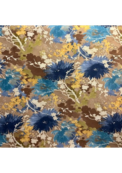Döşemelik Koltuk Kumaşı-Yıkanabilir Kumaş-Çiçekli Dokuma Kumaş