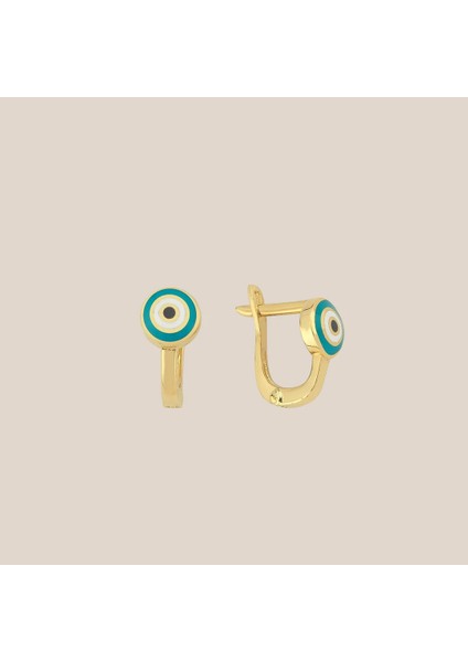 Mineli Nazar Boncuklu Altın Çocuk Küpesi