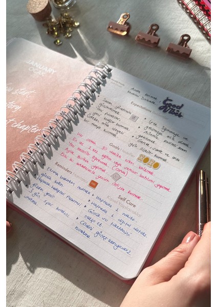 2026 Haftalık Ajanda Spiralli A5 12 Aylık Rise modelleri