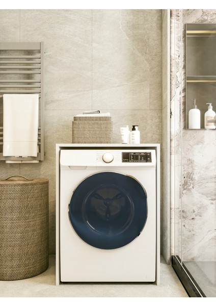 Çamaşır Makinesi Dolabı Parlak Beyaz Modern Banyo Dolabı Alt modelleri