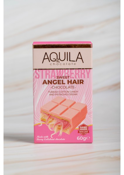 Pişmaniye ve Fıstık Kreması Dolgulu Çilek Tozlu Beyaz Çikolata 60 G