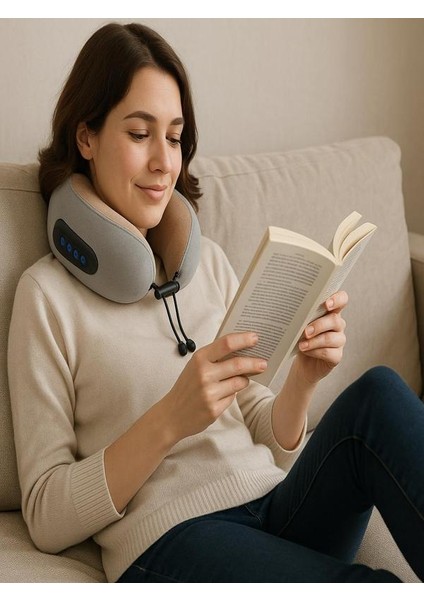Taşınabilir Kablosuz Kadife Boyun Bantlı Isıtmalı ve Titreşimli Boyun Masaj Yastığı indirimleri