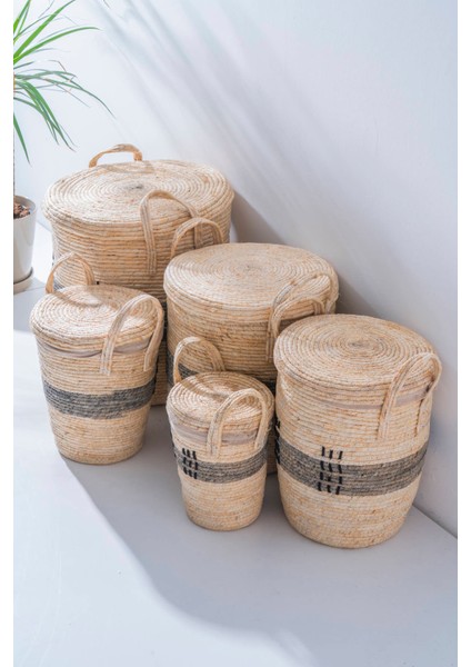 Mira Hasır 5 Li Çok Amaçlı Sepet Seti