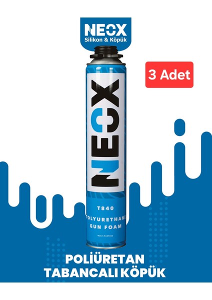 Poliüretan Tabancalı Montaj Köpüğü 840 gr (3 Adet)