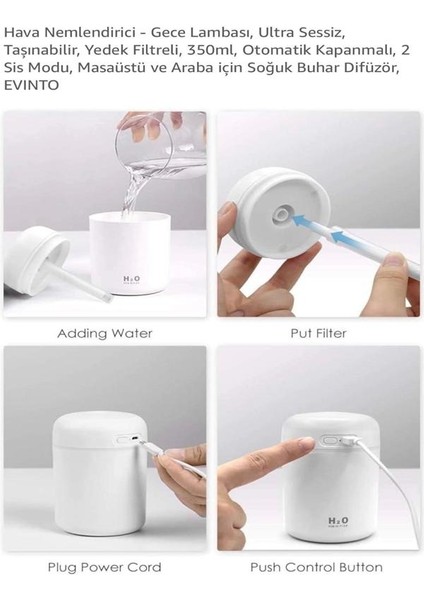 Humidifier 400 Mı Ulrasonik Hava Nemlendirici Buhar Makinesi ve Aroma Difüzörü