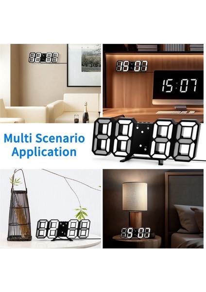 3D LED Dijital Saat Işıklı Duvar Saati Çok Işlevli USB Takılabilir Saat Ev Dekorasyonu, Yeşil (Yurt Dışından)