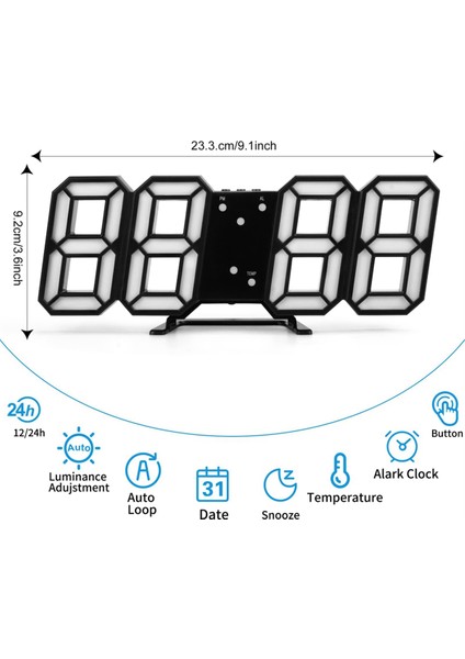 3D LED Dijital Saat Işıklı Duvar Saati Çok Işlevli USB Takılabilir Saat Ev Dekorasyonu, Yeşil (Yurt Dışından) modelleri