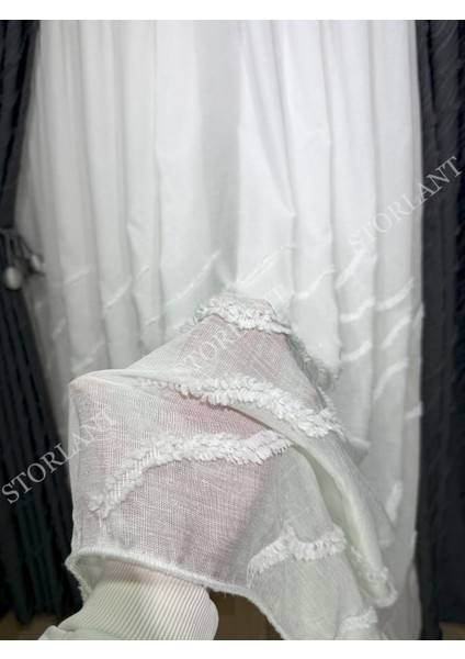 Puffy Aqua Bambu Keten Tül | Ağır Gramajlı, 1/3 Sık Pileli, Ütüsüz Kolay Kullanım