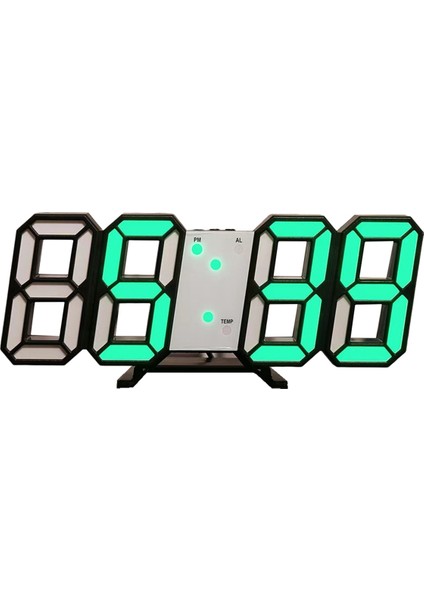 3D LED Dijital Saat Işıklı Duvar Saati Çok Işlevli USB Takılabilir Saat Ev Dekorasyonu, Yeşil (Yurt Dışından) indirimleri