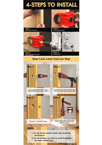 Kapı Kilidi Montaj Kiti Bilyalı Kilit Deliği Açacağı Kırmızı (Yurt Dışından) fırsatları