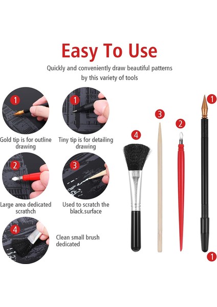 14 Parça Scratchart Araçları, Çift Uçlu Scratch Boyama Kalemi Kağıt Sanat Seti (Yurt Dışından) indirimleri