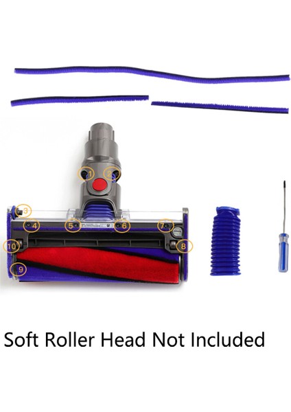Dyson V6 V7 V8 V10 V11 Elektrikli Süpürge Yumuşak Silindir Başlığı, Yedek Hortum Yumuşak Peluş Şeritler Tornavida (Yurt Dışından) modelleri