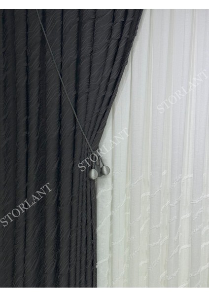 Puffy Aqua Bambu Keten Tül | Ağır Gramajlı, 1/3 Sık Pileli, Ütüsüz Kolay Kullanım