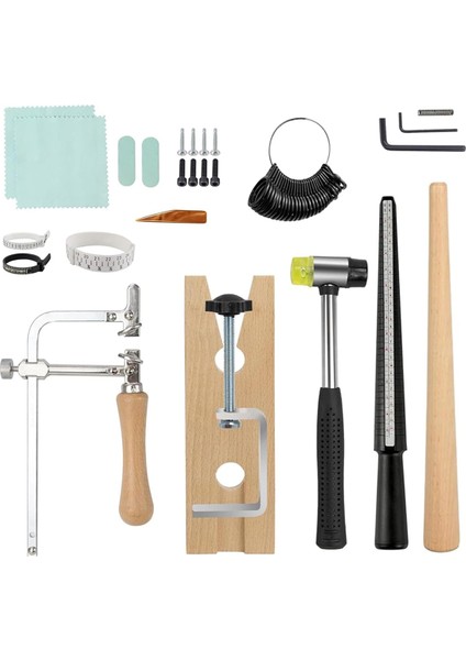 15 Parçalı Yüzük Mandrel Seti Yüzük Boyutu Ölçme Aleti Yüzük Yapım Kiti (Yurt Dışından)